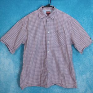 Tommy Hilfiger Denim Button Up Short Sleeve Men's Shirt, Plaid, Size Large